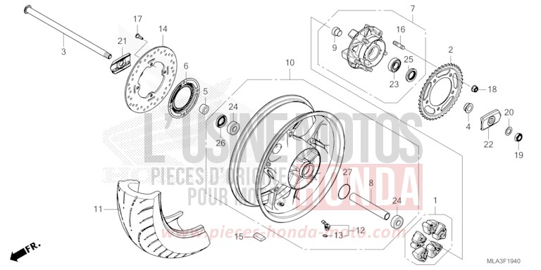 REAR WHEEL for CMX 1100 "Rebel" BORDEAUX RED METALLIC (R337) from 2021